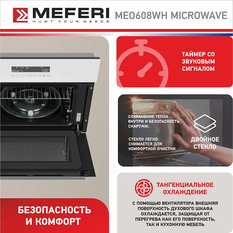 Духовой шкаф электрический MEFERI MEO608WH MICROWAVE