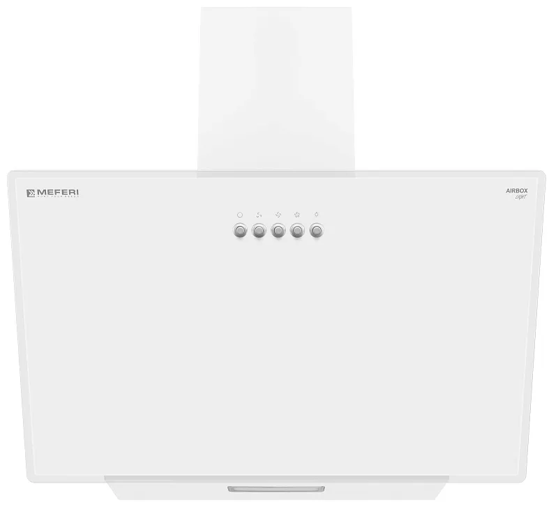 Вытяжка кухонная MEFERI AIRBOX60WH LIGHT, 60 см, наклонная, белая, стекло, производительность 650 м3/ч, 3 скорости, низкий уровень шума, режимы отвод и рециркуляция, гарантия 3 года