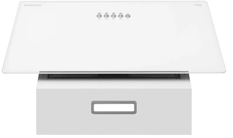 Вытяжка кухонная MEFERI AIRBOX60WH LIGHT, 60 см, наклонная, белая, стекло, производительность 650 м3/ч, 3 скорости, низкий уровень шума, режимы отвод и рециркуляция, гарантия 3 года