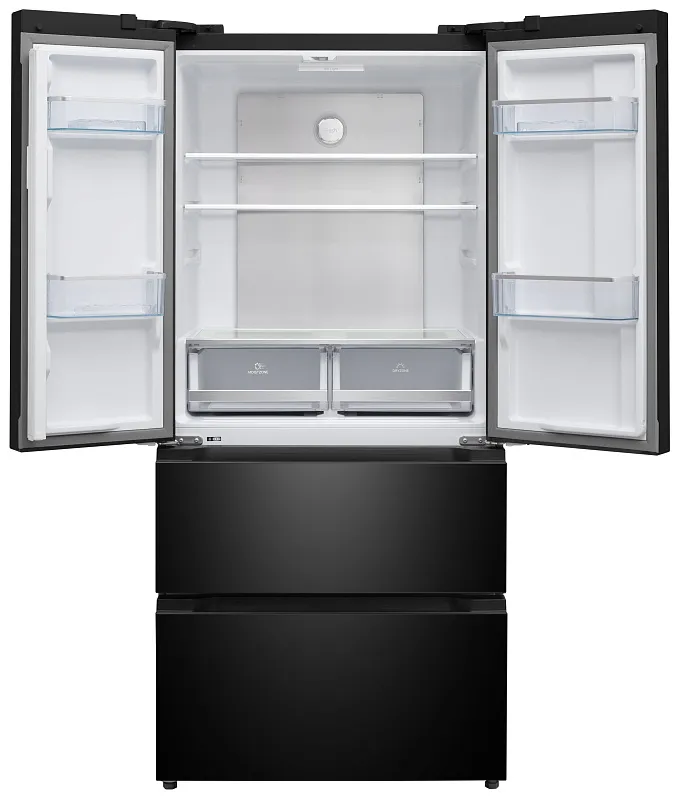 Холодильник отдельностоящий, с инвертором MEFERI MFR83BLACK IX TOTAL NO FROST FRENCH DOOR COMFORT, двухкамерный, с зоной свежести, с льдогенератором