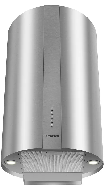 Вытяжка кухонная цилиндрическая настенная MEFERI TUBE40IX POWER, 40 см, серая, производительность 850 м3/ч, 3 скорости, низкий уровень шума, режимы отвод и рециркуляция, гарантия 3 года