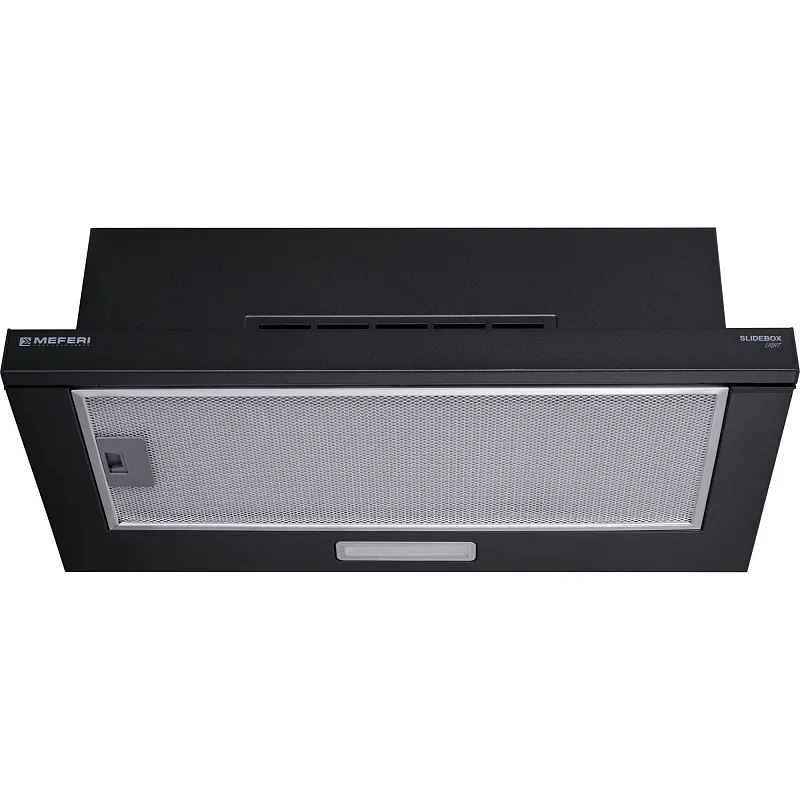 Вытяжка телескопическая кухонная MEFERI SLIDEBOX60BK LIGHT, 60 см, черный, производительность 650 м3/ч, 2 скорости, низкий уровень шума, режимы отвод и рециркуляция, гарантия 3 года