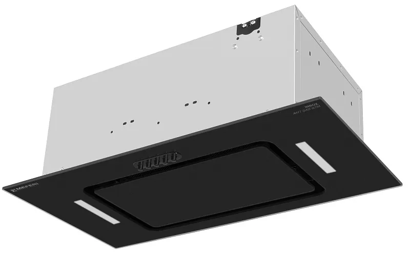 Вытяжка кухонная MEFERI INBOX60BK MATT GLASS ULTRA, 60 см, встраиваемая, черная, матовое стекло, производительность 900 м3/ч, 3 скорости, низкий уровень шума, режимы отвод и рециркуляция, гарантия 3 года