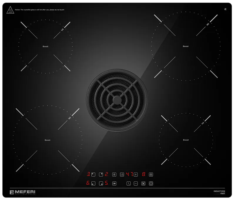 Варочная панель индукционная с вытяжкой MEFERI XSMART60BK POWER - изображение varochnaya_panel_induktsionnaya_s_vytyazhkoy_xsmart60bk_power  
