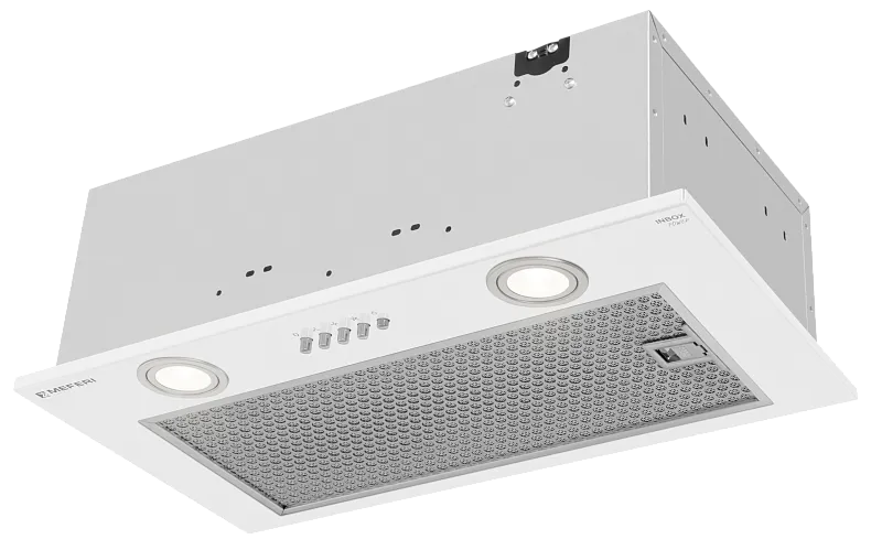Вытяжка кухонная MEFERI INBOX52WH POWER, 52 см, встраиваемая, белая, производительность 900 м3/ч, 3 скорости, низкий уровень шума, режимы отвод и рециркуляция, гарантия 3 года - изображение vytyazhka_polnovstraivaemaya_inbox52wh_power  