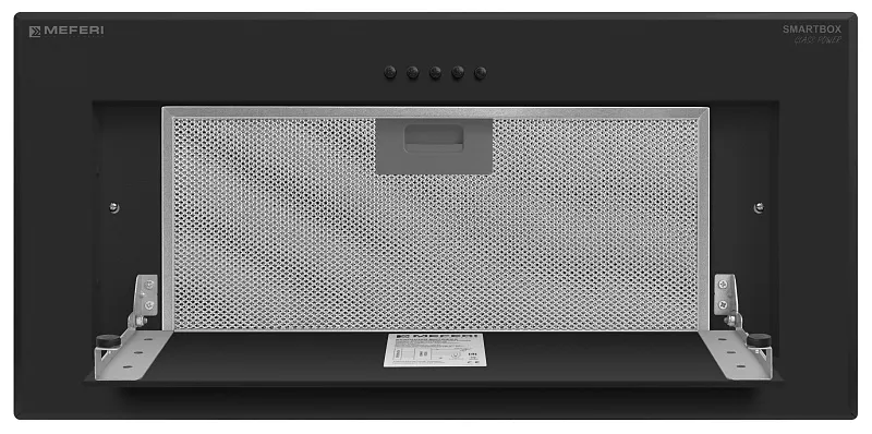 Вытяжка кухонная MEFERI SMARTBOX60BK GLASS POWER, 60 см, встраиваемая, черная, стекло, производительность 900 м3/ч, 3 скорости, низкий уровень шума, режимы отвод и рециркуляция, гарантия 3 года