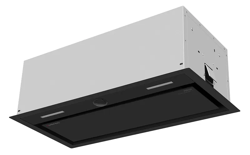 Вытяжка кухонная MEFERI INBOX60BK PUSH COMFORT PLUS, 60 см, встраиваемая, черная, производительность 1200 м3/ч, 3скорости, с утапливаемым переключателем, низкий уровень шума, режимы отвод и циркуляция, гарантия 3 года