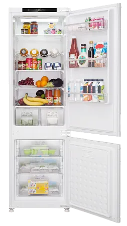 Холодильник встраиваемый MEFERI MBR177 COMBI NO FROST POWER (модификация 2025), двухкамерный, двухдверный, перенавешиваемые двери, суперохлаждение, с зоной свежести