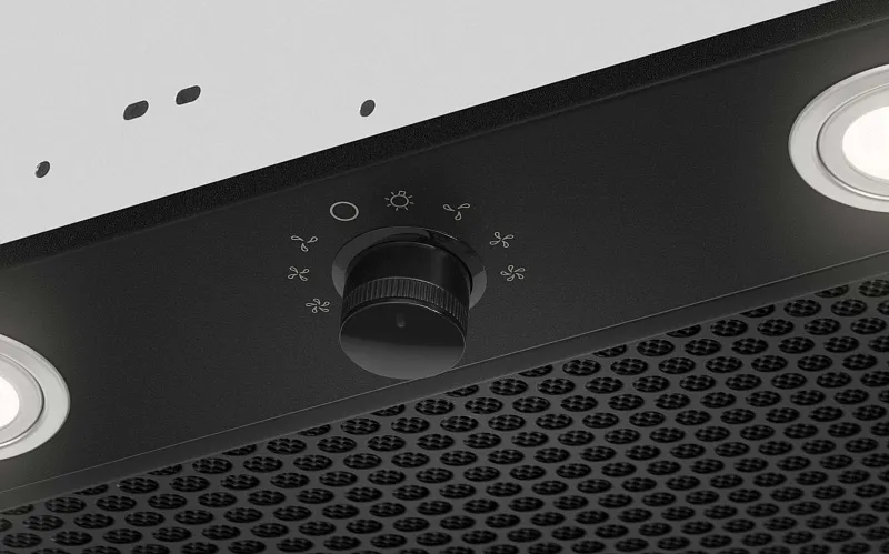 Вытяжка кухонная MEFERI INBOX60BK PUSH COMFORT, 60 см, встраиваемая, черная, производительность 950 м3/ч, 3 скорости, с утапливаемым переключателем, низкий уровень шума, режимы отвод и рециркуляция, гарантия 3 года