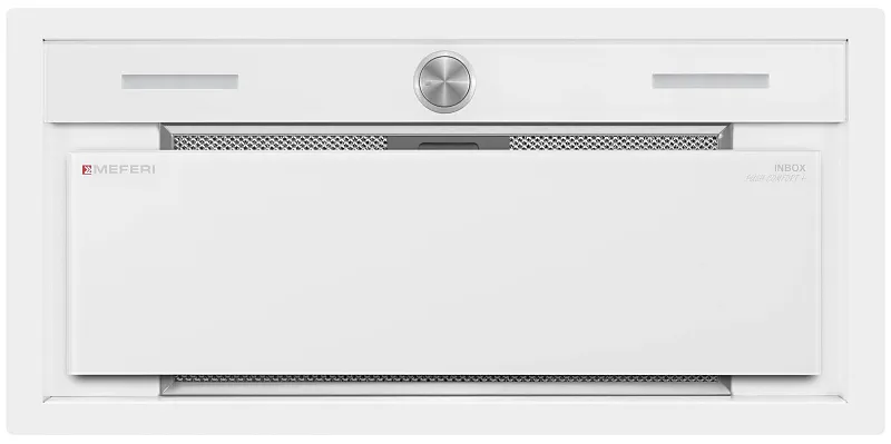 Вытяжка кухонная MEFERI INBOX60WH PUSH COMFORT PLUS, 60 см, встраиваемая, белая, производительность 1200м3/ч, 3 скорости, с утапливаемым переключателем, низкий уровень шума, режимы отвод и циркуляция, гарантия 3 года