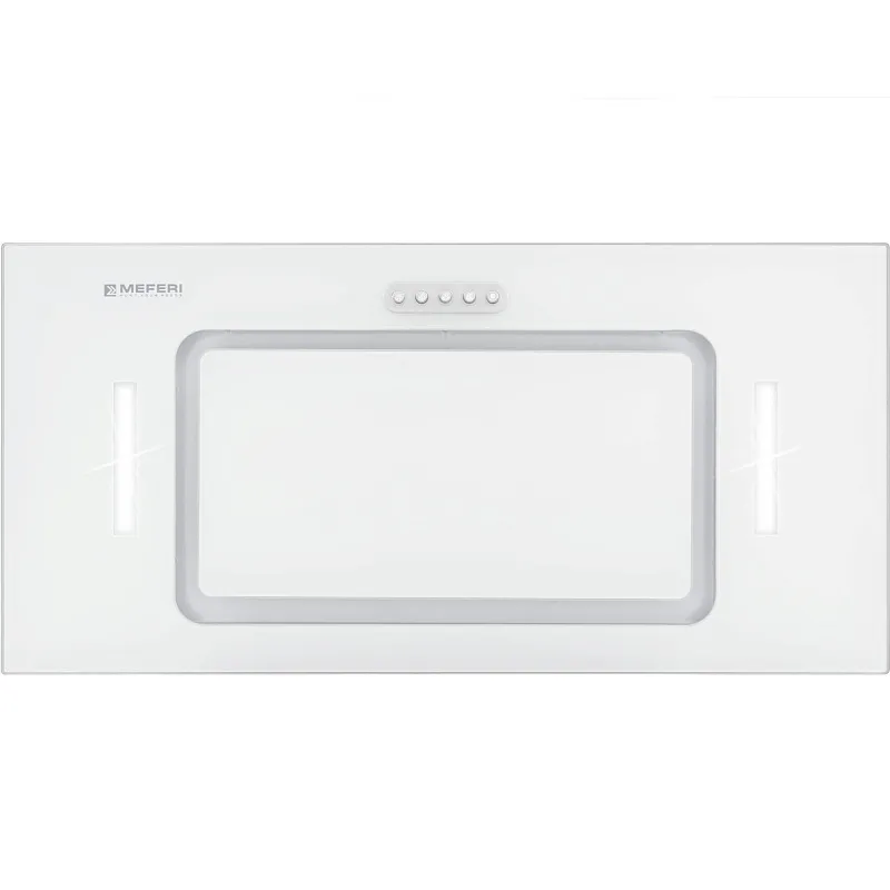 Вытяжка кухонная MEFERI INBOX60WH GLASS ULTRA, 60 см, встраиваемая, белая, стекло, производительность 900 м3/час, низкий уровень шума, режимы отвод и циркуляция, гарантия 3 года