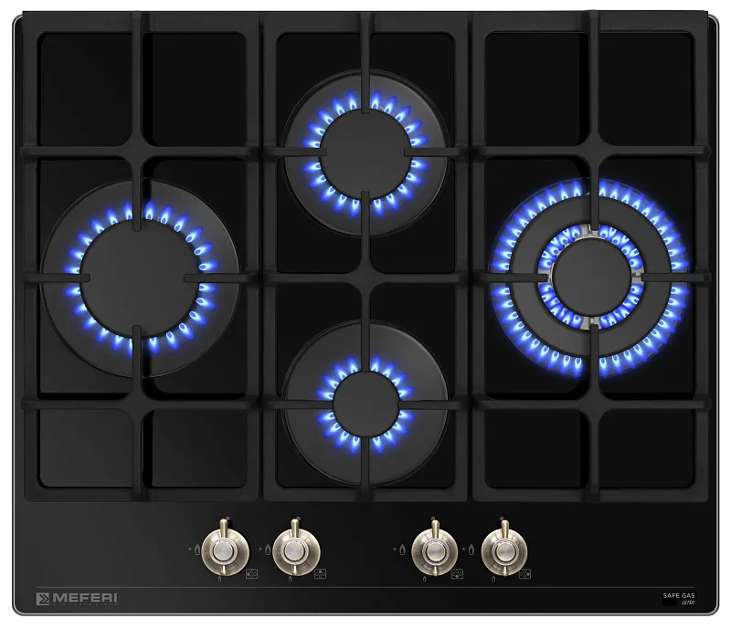 Варочная панель газовая MEFERI MGH604BK GLASS RETRO