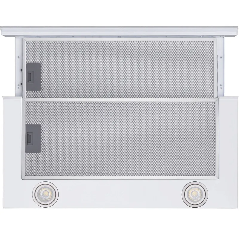 Вытяжка телескопическая кухонная MEFERI SLIDEBOX60WH GLASS ULTRA, 60 см, белая, стекло, производительность 850 м3/ч, 2 скорости, низкий уровень шума, режимы отвод и рециркуляция, гарантия 3 года