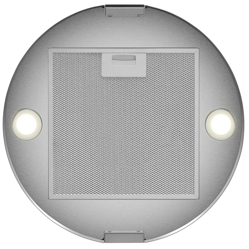 Вытяжка кухонная цилиндрическая островная MEFERI TUBE40IX ISLA COMFORT PLUS, 40 см, серая, производительность 1200 м3/ч, 5 скоростей, режимы отвод и рециркуляция, сенсорное управление, гарантия 3 года