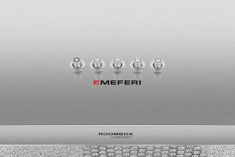 Кубическая вытяжка кухонная MEFERI ROOMBOX40IX COMFORT, пристенная, 40 см, серая, квадратная, производительность 1100 м3/ч, 3 скорости, низкий уровень шума, режимы отвод и рециркуляция, гарантия 3 года
