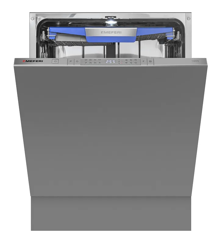 Посудомоечная машина встраиваемая с инвертором MEFERI MDW6083 COMFORT PLUS, 60 см, 14 комплектов посуды, с автооткрыванием, с аквастопом,  луч на полу, внутренняя подсветка, половинная загрузка, отсрочка