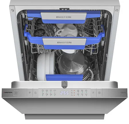 Посудомоечная машина узкая встраиваемая с инвертором MEFERI MDW4583 COMFORT PLUS, 45 см, 10 комплектов посуды, автооткрывание дверцы, аквастоп, луч на полу, внутренняя подсветка, половинная загрузка, таймер Посудомоечная машина узкая встраиваемая с инвертором MEFERI MDW4583 COMFORT PLUS, 45 см, 10 комплектов посуды, автооткрывание дверцы, аквастоп, луч на полу, внутренняя подсветка, половинная загрузка, таймер
