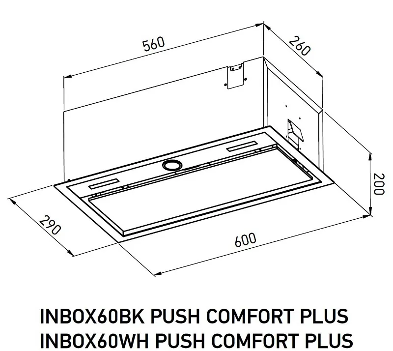 Вытяжка кухонная MEFERI INBOX60WH PUSH COMFORT PLUS, 60 см, встраиваемая, белая, производительность 1200м3/ч, 3 скорости, с утапливаемым переключателем, низкий уровень шума, режимы отвод и циркуляция, гарантия 3 года