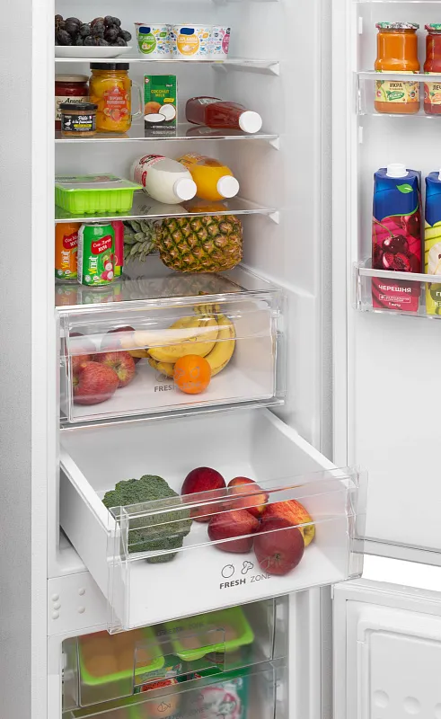 Холодильник встраиваемый MEFERI MBR193 COMBI NO FROST POWER (модификация 2025), двухкамерный, двухдверный, перенавешиваемые двери, суперохлаждение, с зоной свежести