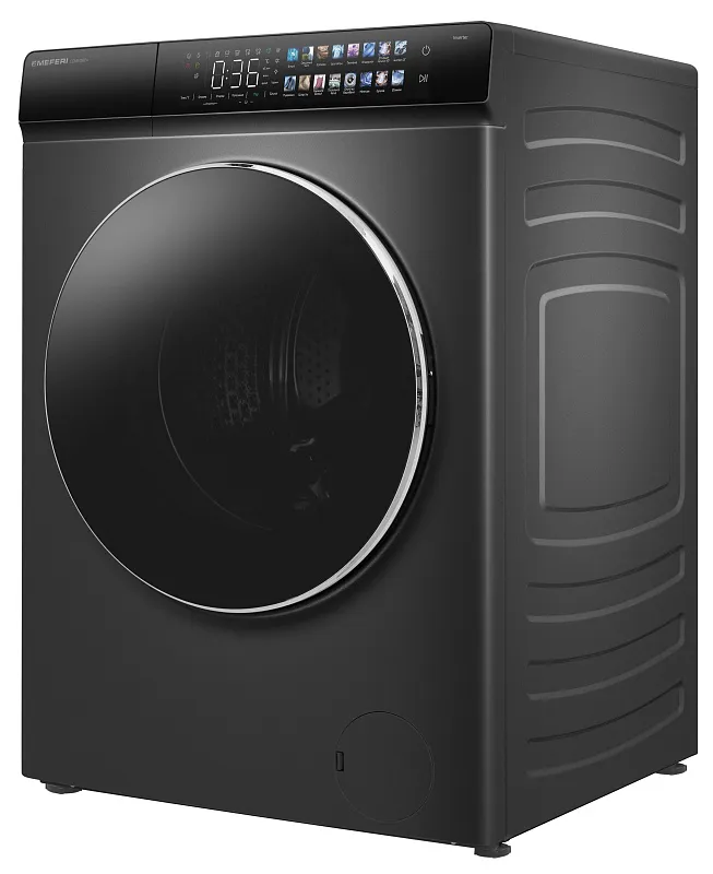 Стиральная машина с сушкой 2 в 1, инвертором и паром MEFERI MFWD1281416GR COMFORT PLUS отдельностоящая серая, загрузка 12 кг стирка, 8 кг сушка