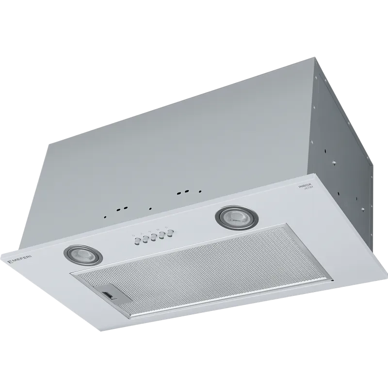 Фото vytyazhka_polnovstraivaemaya_inbox60wh_ultra на сайте meferi-home.ru Вытяжка кухонная MEFERI INBOX60WH ULTRA, 60 см, встраиваемая, белая, производительность 1100 м3/ч, 3 скорости, низкий уровень шума, режимы отвод и рециркуляция, гарантия 3 года - изображение vytyazhka_polnovstraivaemaya_inbox60wh_ultra