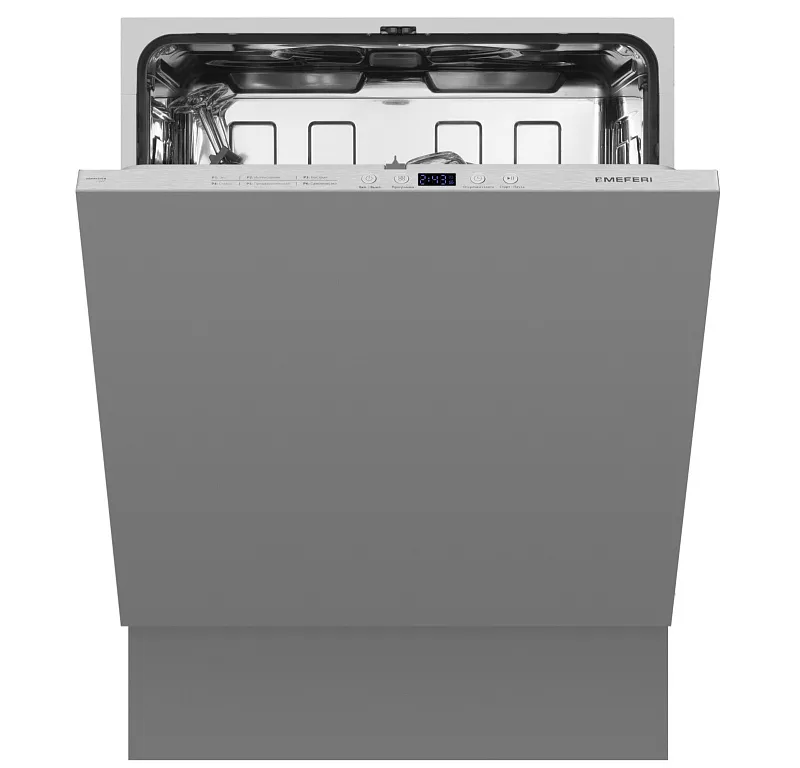 Посудомоечная машина встраиваемая MEFERI MDW6062 LIGHT(модификация 2025 года), 60 см, напольная, 12 комплектов посуды, 6 программ, 2 корзины, половинная загрузка, отсрочка, таймер, защита от протечек