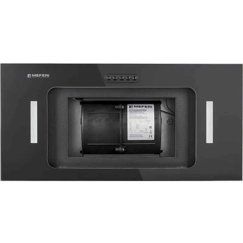 Вытяжка кухонная MEFERI INBOX60BK GLASS ULTRA, 60 см, встраиваемая, черная, стекло, производительность 900 м3/ч, 3 скорости, низкий уровень шума, режимы отвод и рециркуляция, гарантия 3 года