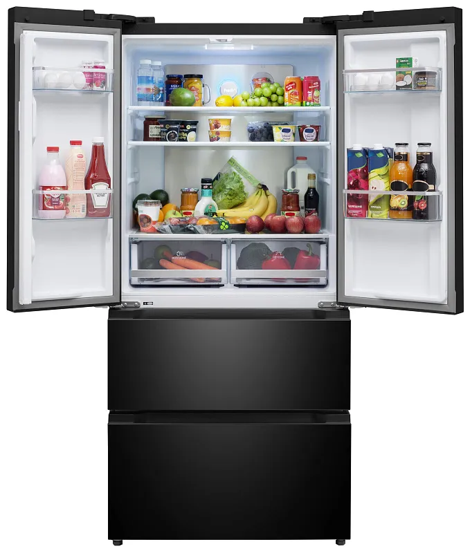 Холодильник отдельностоящий, с инвертором MEFERI MFR83BLACK IX TOTAL NO FROST FRENCH DOOR COMFORT, двухкамерный, с зоной свежести, с льдогенератором