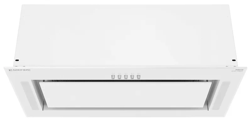 Вытяжка кухонная MEFERI INBOX60WH GLASS POWER, 60 см, полновстраиваемая, белая, стекло, производительность 900 м3/ч, 3 скорости, низкий уровень шума, режимы отвод и рециркуляция, гарантия 3 года