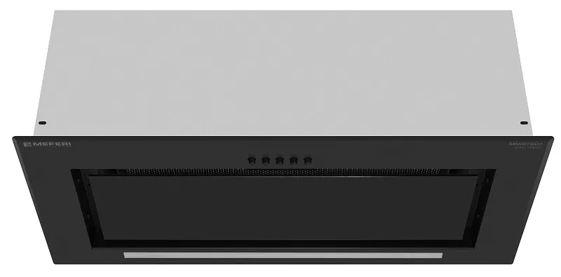 Вытяжка кухонная MEFERI SMARTBOX60BK GLASS POWER, 60 см, встраиваемая, черная, стекло, производительность 900 м3/ч, 3 скорости, низкий уровень шума, режимы отвод и рециркуляция, гарантия 3 года