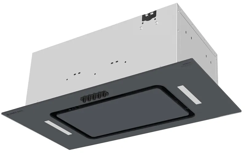 Вытяжка кухонная MEFERI INBOX60GR GLASS ULTRA, 60 см, встраиваемая, серая, стекло, производительность 900 м3/ч, 3 скорости, низкий уровень шума, режимы отвод и рециркуляция, гарантия 3 года