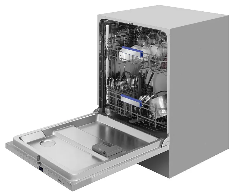 Посудомоечная машина встраиваемая MEFERI MDW6062 LIGHT(модификация 2025 года), 60 см, напольная, 12 комплектов посуды, 6 программ, 2 корзины, половинная загрузка, отсрочка, таймер, защита от протечек