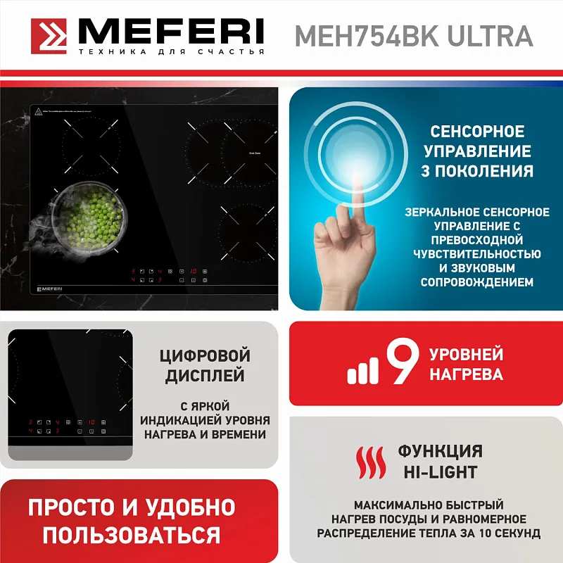 Варочная панель электрическая MEFERI MEH754BK ULTRA