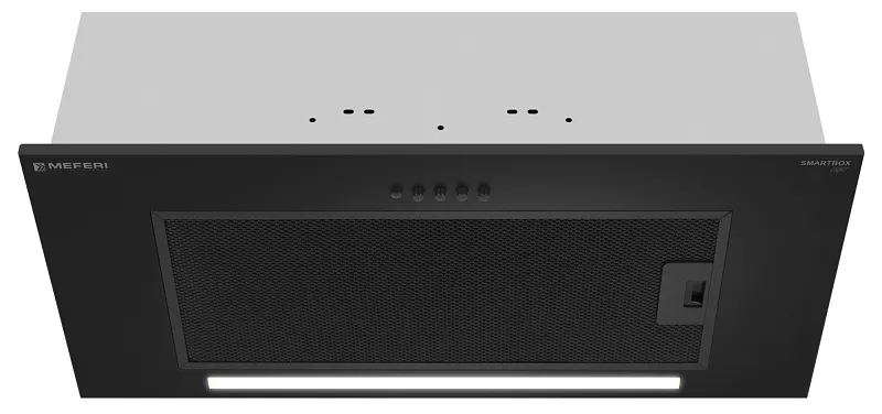 Вытяжка кухонная MEFERI SMARTBOX60BK LIGHT, 60 см, встраиваемая, черная, производительность 650 м3/ч, 3 скорости, низкий уровень шума, режимы отвод и рециркуляция, гарантия 3 года
