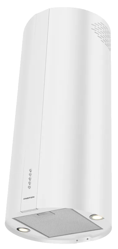 Вытяжка кухонная цилиндрическая островная MEFERI TUBE40WH ISLA POWER, 40 см, белая, производительность 850 м3/ч, 3 скорости, низкий уровень шума, режимы отвод и рециркуляция, гарантия 3 года - изображение vytyazhka_tsilindricheskaya_ostrovnaya_tube40wh_isla_power  