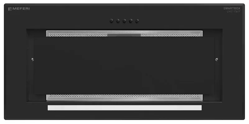 Вытяжка кухонная MEFERI SMARTBOX60BK GLASS POWER, 60 см, встраиваемая, черная, стекло, производительность 900 м3/ч, 3 скорости, низкий уровень шума, режимы отвод и рециркуляция, гарантия 3 года