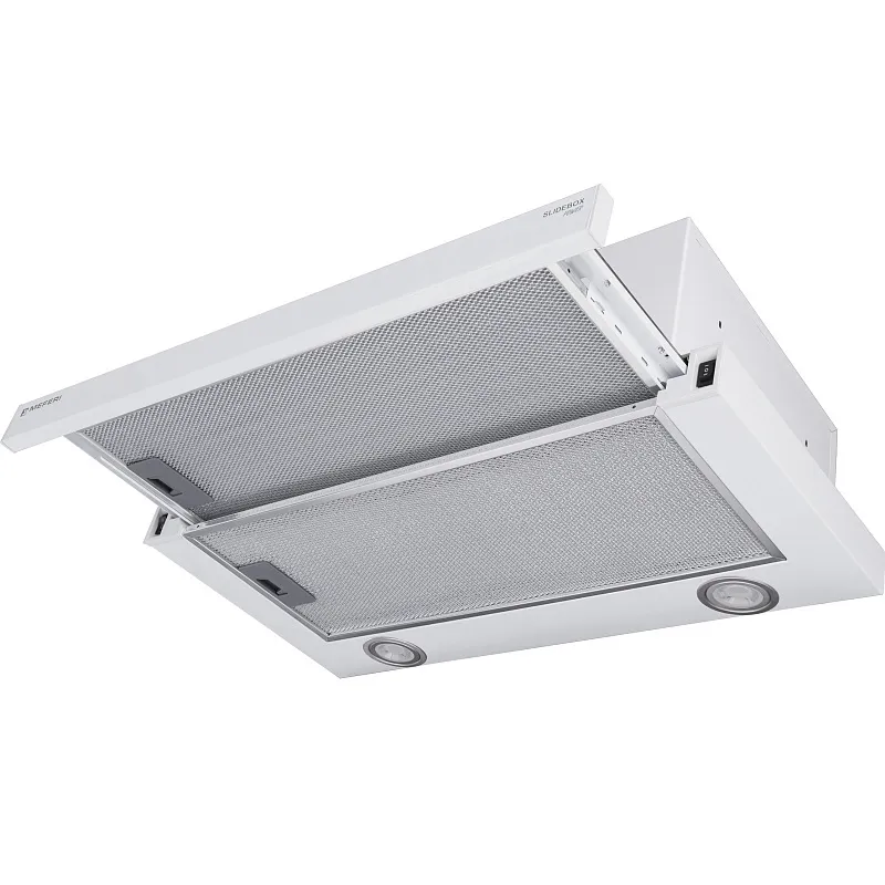 Фото vytyazhka_teleskopicheskaya_slidebox60wh_power на сайте meferi-home.ru Вытяжка телескопическая кухонная MEFERI SLIDEBOX60WH POWER, 60 см, белая, производительность 850 м3/ч, 2 скорости, низкий уровень шума, режимы отвод и рециркуляция, гарантия 3 года - изображение vytyazhka_teleskopicheskaya_slidebox60wh_power