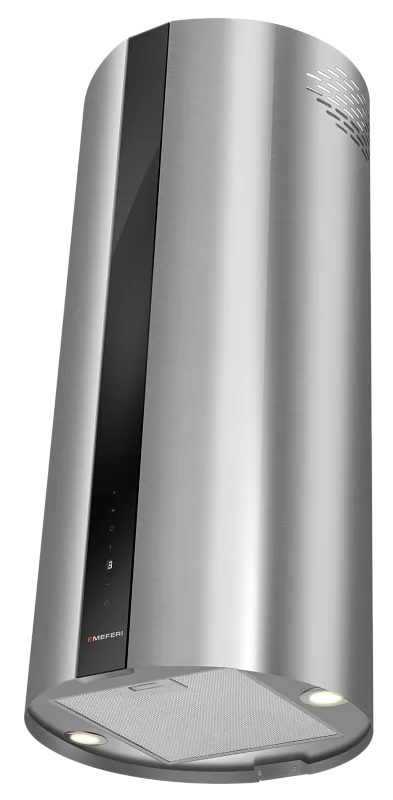 Вытяжка кухонная цилиндрическая островная MEFERI TUBE40IX ISLA COMFORT PLUS, 40 см, серая, производительность 1200 м3/ч, 5 скоростей, режимы отвод и рециркуляция, сенсорное управление, гарантия 3 года - изображение vytyazhka_tsilindricheskaya_ostrovnaya_tube40ix_isla_comfort_plus  