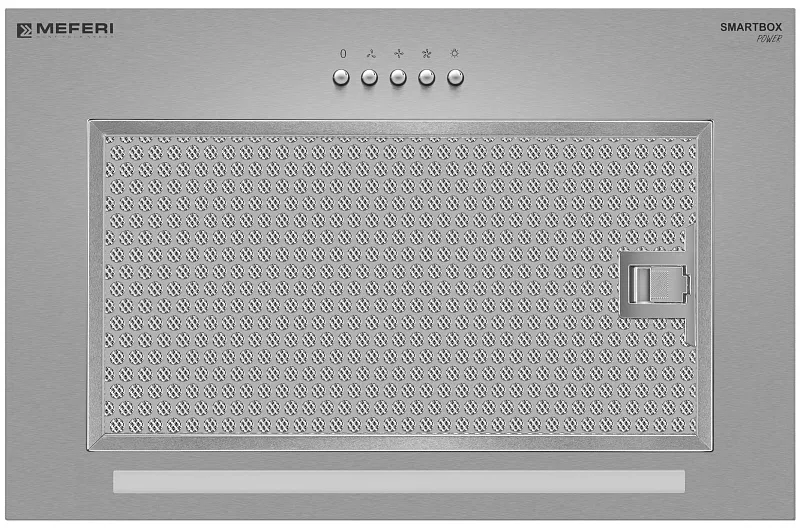 Вытяжка кухонная MEFERI SMARTBOX45IX POWER, 45 см, встраиваемая, серая, производительность 900 м3/ч, 3 скорости, низкий уровень шума, режимы отвод и рециркуляция, гарантия 3 года