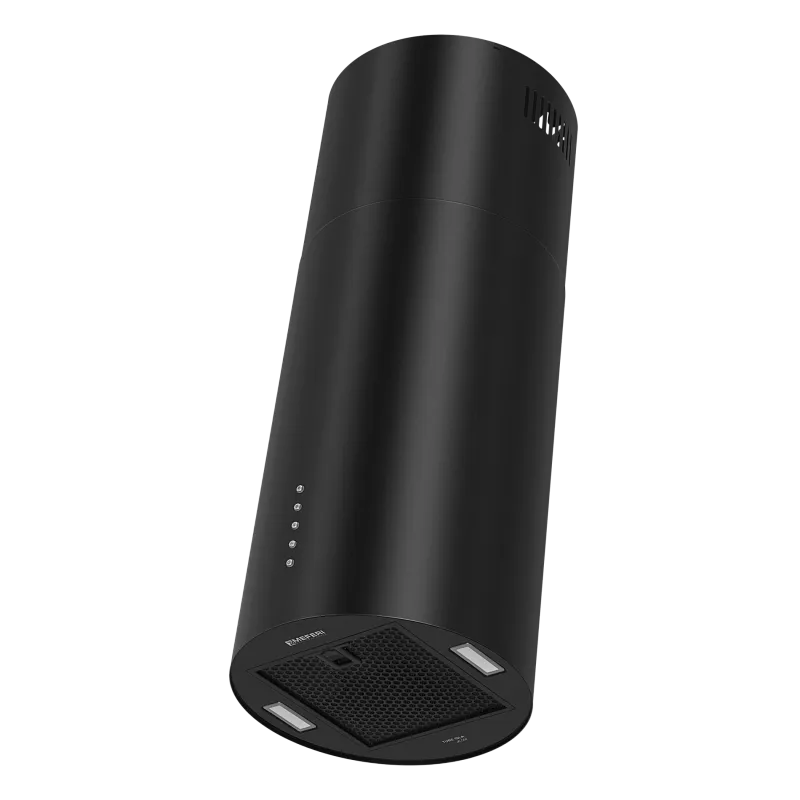 Вытяжка кухонная цилиндрическая островная MEFERI TUBE35BK ISLA ULTRA, 35 см, черная, производительность 1200 м3/ч, 3 скорости, низкий уровень шума, режимы отвод и рециркуляция, гарантия 3 года - изображение vytyazhka_tsilindricheskaya_ostrovnaya_tube35bk_isla_ultra  