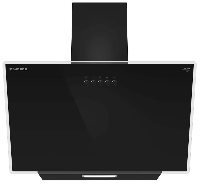Вытяжка кухонная MEFERI AIRBOX60BK LIGHT, 60 см, наклонная, черная, стекло, производительность 650 м3/ч, 3 скорости, низкий уровень шума, режимы отвод и рециркуляция, гарантия 3 года
