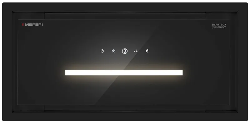 Вытяжка кухонная MEFERI SMARTBOX60BK GLASS COMFORT, 60 см, встраиваемая, стекло, черная, производительность 950 м3/ч, 3 скорости, низкий уровень шума, режимы отвод и рециркуляция, гарантия 3 года