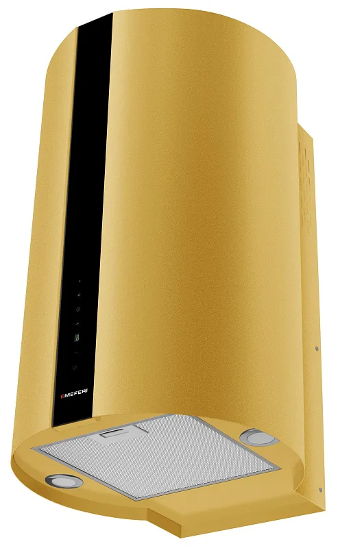 Вытяжка кухонная цилиндрическая настенная MEFERI TUBE40GOLD COMFORT PLUS, 40 см, золотая, производительность 1200 м3/ч, 5 скоростей, режимы отвод и рециркуляция, сенсорное управление, гарантия 3 года