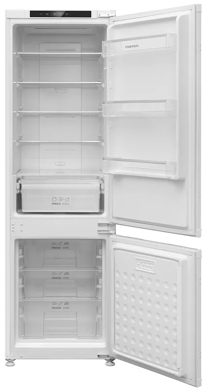 Холодильник встраиваемый, с инвертором MEFERI MBR177 TOTAL NO FROST ULTRA (модификация 2025), двухкамерный, двухдверный, перенавешиваемые двери, суперохлаждение, суперзаморозка, с зоной свежести