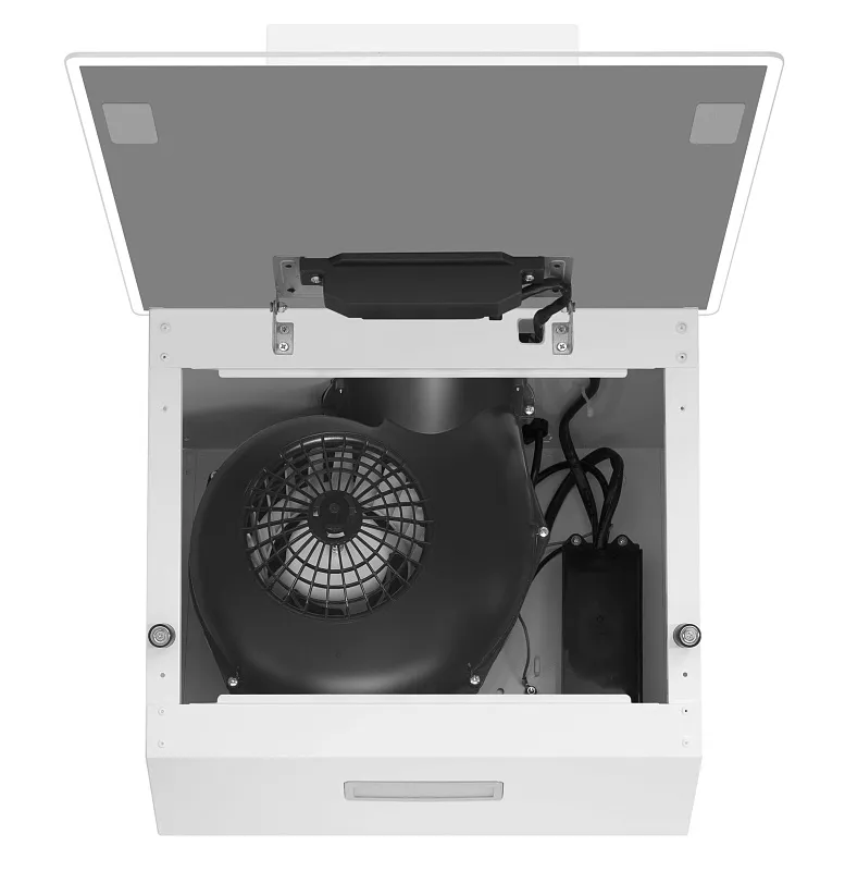 Вытяжка кухонная MEFERI AIRBOX45WH LIGHT, 45 см, наклонная, белая, стекло, производительность 650 м3/ч, 3 скорости, низкий уровень шума, режимы отвод и рециркуляция, гарантия 3 года