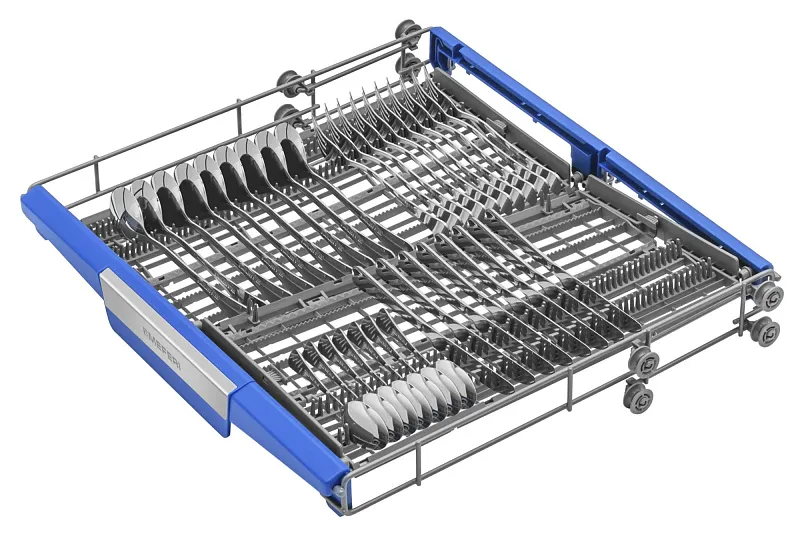 Посудомоечная машина встраиваемая MEFERI MDW6073 COMFORT, 60 см, напольная, 14 комплектов посуды, 7 программ, 3 корзины, автооткрывание, аквастоп, луч на полу, внутренняя подсветка