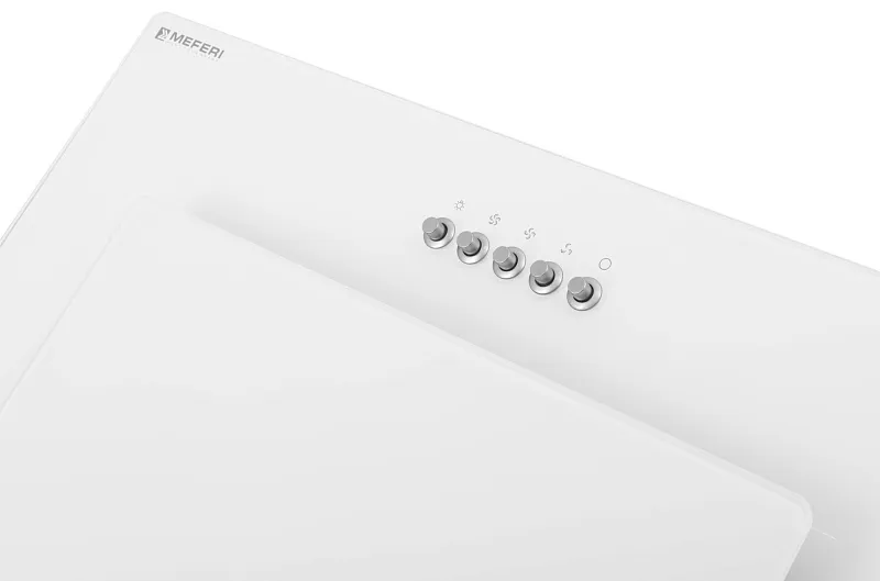 Вытяжка кухонная MEFERI AIRBOX60WH POWER, 60 см, наклонная, белая, стекло, производительность 900 м3/ч, 3 скорости, низкий уровень шума, режимы отвод и рециркуляция, гарантия 3 года