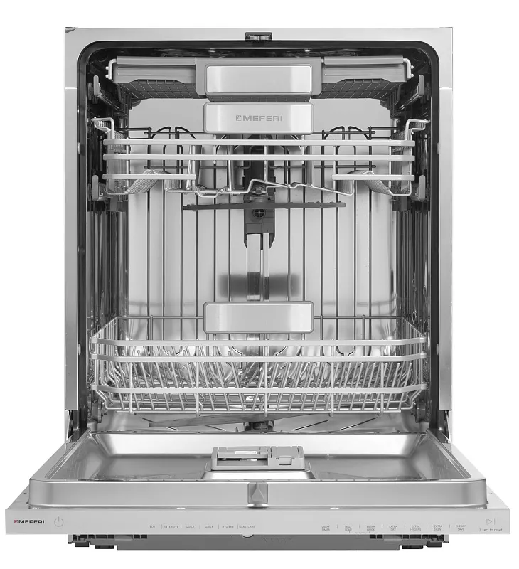 Посудомоечная машина встраиваемая с инвертором MEFERI MDW6093 LUXE 60 см, 16 комплектов посуды, 6 программ, автооткрывание, аквастоп, проекция обратного отсчёта времени, внутренняя подсветка, половинная загрузка, отсрочка