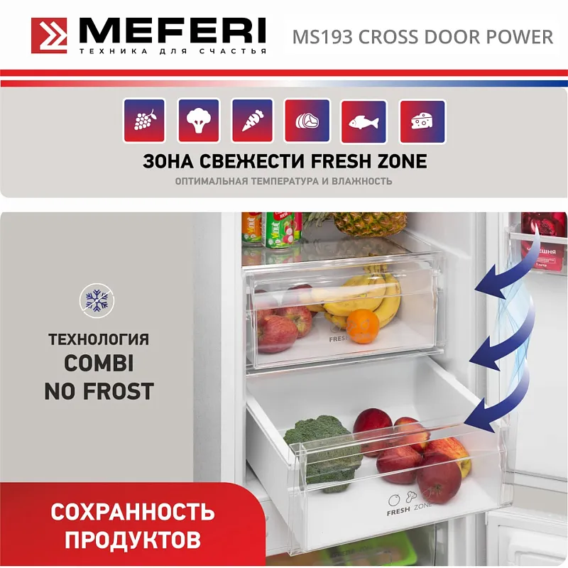Комплект встраиваемой техники из холодильников MEFERI MS193 CROSS DOOR POWER