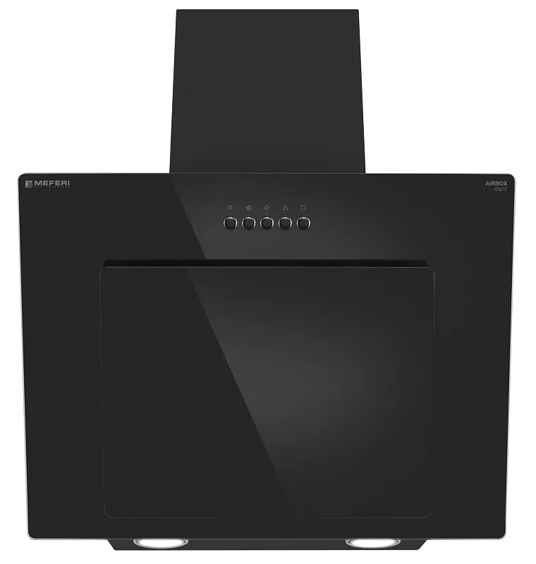 Вытяжка кухонная MEFERI AIRBOX60BK POWER, 60 см, наклонная, черная, стекло, производительность 900 м3/ч, 3 скорости, низкий уровень шума, режимы отвод и рециркуляция, гарантия 3 года